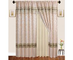 Elegantes Home Fenster Zwei Paneelvorhänge Vorhang Vorhang Vorhang Set mit Volant & Sheer für Wohnzimmer, Schlafzimmer, Esszimmer und Schiebetüren #122 63 Length beige