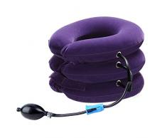 VRORKV Nacken-Zuggerät zur Linderung von Nacken/Schulterschmerzen, Nackenstütze, aufblasbares Nackenkissen, Manuelle Pumpe, verstellbar, für Zuhause (lila)