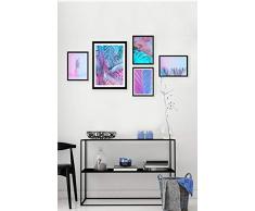 Bonamaison dekorativ 100% Mdf Malerei für Startseite,Gemälde für Wohnzimmer, Kunstdruck für Küche, Gerahmte Bilder für Schlafzimmer 34X44 Cm, 5 Stück - Hergestellt in der Türkei