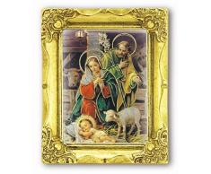 Needzo Miniatur-Krippe, Motiv Heilige Familie, goldfarbener Rahmen, 6,4 cm