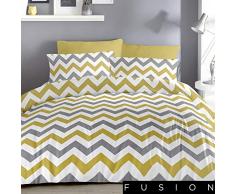Fusion Chevron Bettwäsche-Set für einfache Pflege, Polycotton, Ocker, Einzelbett