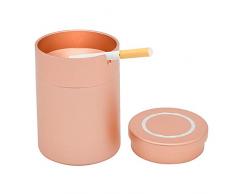 OUTLETNY Edelstahl Winddichter Aschenbecher mit Deckel für Außen und Business Gold