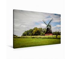 Premium Textil-Leinwand 90 x 60 cm Quer-Format Alte Windmühle nahe Wismar | Wandbild, HD-Bild auf Keilrahmen, Fertigbild auf hochwertigem Vlies, Leinwanddruck von Thomas Deter