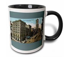 3dRose opernhauses, Broadway New York City Postcard-Two Ton Kaffeebecher, Keramik, Schwarz, 10.16 x 7,62 x 9,52 cm