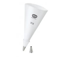 Dr. Oetker Spritzbeutel Baumwolle 35 cm, Universaladapter und zwei hochwertige Edelstahl-Tüllen inklusive, Backzubehör zum Dekorieren und Verzieren (Farbe: weiß), Menge: 1 Stück