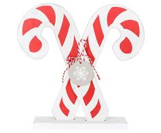 Adams & Company Weihnachtsfigur, Weihnachtsstange, Holz, 11 x 11 cm, Rot/Weiß