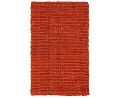 Jute & Co Boucle Teppich, handgewebt, Bouclé, Jute, Karmin, 60 x 180 cm
