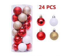 Minelife Weihnachtskugel-Ornamente, 24 Stück, dekorative Hängeornamente, 4 cm Weihnachtsbaum, hängende Kugeln für Urlaub, Hochzeit, Party, Dekoration, Familie, Urlaub, Dekoration