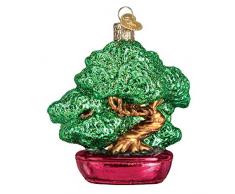 Old World Christbaumschmuck, Glas, geblasen, mit S-Haken und Geschenkbox, Baum- und Blätter-Kollektion Bonsai Tree