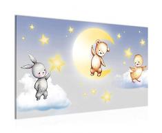 Bilder Kinderzimmer Tiere Wandbild 70 x 40 cm Vlies - Leinwand Bild XXL Format Wandbilder Wohnzimmer Wohnung Deko Kunstdrucke Blau 1 Teilig - MADE IN GERMANY - Fertig zum Aufhängen 017714b