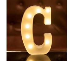 Focux LED Festzelt, Buchstabenbeleuchtung Alphabet beleuchtet Schild für Nachtlicht Zuhause, Party, Geburtstag, Hochzeit, Bar, Dekoration LED Brief, batteriebetrieben, Weihnachtsdekoration, Bar C