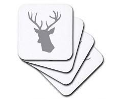 3dRose CST_179695_2 Untersetzer mit Hirschkopf und Geweih, Grau, 8 Stück