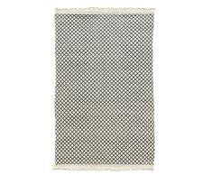 Jute & co Korfu Teppich handgewebt, Chenille, Schwarz/Creme, 90 x 60 x 0.5 cm