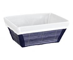 WENKO 22115100 Aufbewahrungskorb Bamboo M Dunkelblau - Badkorb, Bambus, 19.5 x 9 x 15 cm