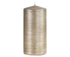 Wiedemann Stumpenkerzen Struktur gebürstet, Wachs, Perle, 15 x 7 cm, 4-Einheiten