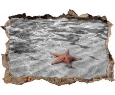 Pixxprint 3D_WD_S4179_92x62 ruhiger Seestern im glasklaren Wasser Wanddurchbruch 3D Wandtattoo, Vinyl, schwarz / weiÃ, 92 x 62 x 0,02 cm
