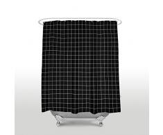 EZON-CH Anpassen Wasserdicht Polyester-Schwarz und Weiß Gitter Muster-Badezimmer Dusche Vorhang 91,4 x 182,9 cm 60x72 Schwarz
