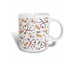 3dRose Krankenschwester mit niedlichen Cartoon-RN-Magic, Kaffeebecher, Keramik, Weiß, 10.16 cm x 7,62 x-Uhr