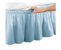 Collections Etc Elastic Bett und Rüschen um massiv, Easy Fit, Staub Rüsche Bettvolant, maschinenwaschbar, Polyester-Mischgewebe, blau, Twin/Full
