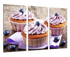 Wandbild - Konditorei, Cafeteria, Cupcake Cranberries, lila Kuchen, 97 x 62 cm, Holzdruck - XXL Format - Kunstdruck, ref.26952