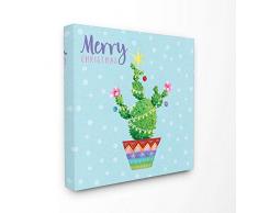 Stupell Industries Wandschild Merry Christmas, Blumenstrauß Gemälde, über Leinwand gespannt 17x17 merhfarbig