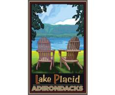 Northwest Art Mall Lake Placid Adirondack Stühle von The Lake Wall Art von Joanne Kollman, 28 x 43 cm