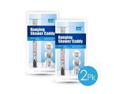 Grand Fusion Housewares Hängender Stoff-Duschkorb – Netz-Design lässt sich mit Haken oder Klettverschluss an der Duschstange befestigen. Hält Shampoo, Körperwäsche, Rasierer, Poufs und mehr weiß