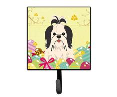 Carolines Treasures Wandhaken, Ostereier, Shih Tzu, Schwarz/Weiß, klein, Mehrfarbig
