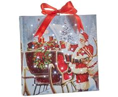 Raz Imports Dekofigur Weihnachtsmann mit Schlitten, beleuchtet, mit Staffelei, 15,2 x 2,5 x 15,2 cm