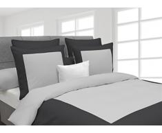 Heckett Lane Wendebettwäsche 100% Baumwolle Perkal Lina 155 Silver Grey/Castle Grey