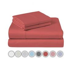 COZERI Bettlaken-Set, Fadenzahl 600, 100% Baumwolle, atmungsaktiv, weiches und seidiges Satin, für Matratzen bis zu 43 cm Tiefe Taschen, 4-teiliges Bettwäsche-Set Queen- 4 pcs Sheet Set Warm Spice