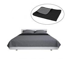 vidaXL 132969 Tagesdecke Zweiseitig Gesteppt 220x240cm Schwarz Weiß Bettüberwurf, Gewebe, Größe: 220 x 240 cm (B x L)