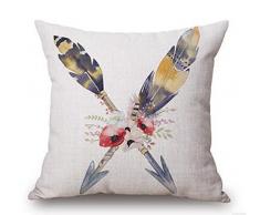 Retro Nostalgie Blumen Federn Pfeil Baumwolle Leinen Überwurf Kissenbezug Fall Kissenbezug Sofa Dekorative Quadratisch 45,7 cm, baumwolle, 2, Large