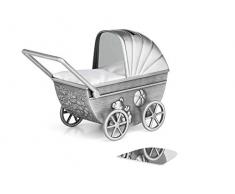 Zilverstad Spardose Kinderwagen mit Gravurplatte, matt, Zink-Legierung, Silberfarben, 7.2 x 14.2 x 10.2 cm