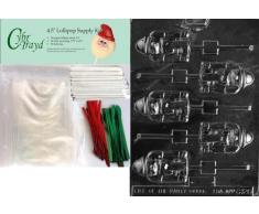 Cybrtrayd 45stK50C-C126 Nutcracker Lolly Christmas Chocolate Mold with Lollipop Kit and Molding Instructions, Includes 50 Lollipop Sticks, 50 Cello Bags, 25 Red and 25 Green Twist Ties by CybrTrayd