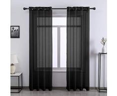 Donren halbdurchsichtige Gardinen für Fenster 52 x 84 jet black