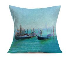 Fukeen Harbor Lichterkröme Überwurfkissenbezüge Ölgemälde Schöne Landschaft für Zuhause Sofa Couch Dekor Kissenbezug Baumwolle Leinen Standard 18 x 18 Kissenbezug 18x18 The 50 United States of America
