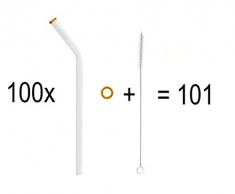 KOCH Glas Trinkhalm, gebogen, whiskey, mit Bürste, VORTEILSPACK (100)
