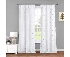 Lala + Bash Becca Metallic Clover Gardine für Schlafzimmer, Wohnzimmer, Kinderzimmer,, Set mit 2 Paneelen, 96,5 x 213,4 cm, Weiß & Gold Casual 38 x 84 Inch - weiß-Silber