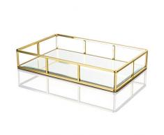 Display4top Ablagespiegel, dekorativer Aufsatz-Organizer, Vintage-Design, verspiegeltes Glas, Metalltablett für Schmuck, Parfüm, Make-up, für Schminktisch, Badezimmer, Schlafzimmer, 30,5 x 19,1 x 5,1 cm