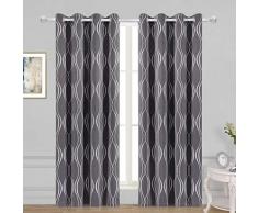 WONTEX Geometrische Spalier Bedruckte Thermo-Vorhänge Verdunkelungsvorhänge Ösenraum Verdunkelungsvorhänge für Wohnzimmer und Schlafzimmer 52 x 84 inch Khaki