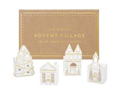 C.R. Gibson DIY Adventskalender Weihnachtsdorf Goldfolienkartons 25 Karat