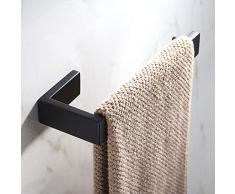 JunSun 4-teiliges Badezimmer-Zubehör-Set (Handtuchstange und Toilettenpapierhalter), modernes Badezimmer-Zubehör-Set zur Wandmontage, Edelstahl, Mattschwarz 8.34W x 2.95D x 1.18H Towel Holder