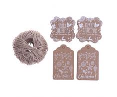 JiaUfmi Geschenkanhänger aus Kraftpapier, für Weihnachten, Geschenkanhänger, Papier, Preisetiketten, Braun, zum Aufhängen, mit Jute-Schnur 30 m lang, für Weihnachten, Erntedankfest und Urlaubsdekorationen