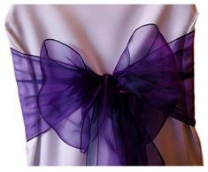 mds Organza-Stuhlschärpen, für Hochzeits- und Veranstaltungszubehör, Party-Dekoration, Stuhlhusse, Schärpe – 30 Farben 10 Cadbury Violett