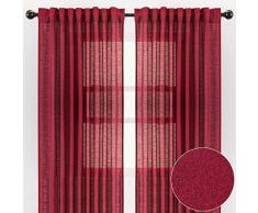 Chanasya Vorhänge aus belgischem Leinen, texturiert, für Wohnzimmer, Schlafzimmer, Fenster, Terrasse, Büro, teilweise durchsichtige Fenster, Vorhänge für Heimdekoration, 2 Stück Casual W52xH96 Inches kastanienbraun