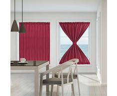 PICCOCASA Eleganter Verdunkelungsvorhang für französische Türen, Verdunkelung, mit Raffhaltern, 2 Paneele W54 x L72 Inch burgunderfarben