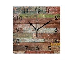 YiGee Vintage Rustikale Wanduhr aus Holz – 20,3 cm Qualität Quarz batteriebetrieben, quadratisch, analog, geräuschlos, leicht zu lesen, für Zuhause/Büro/Schule