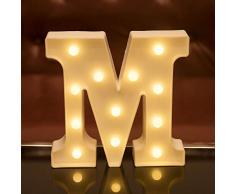 Focux LED Festzelt, Buchstabenbeleuchtung Alphabet beleuchtet Schild für Nachtlicht Zuhause, Party, Geburtstag, Hochzeit, Bar, Dekoration LED Brief, batteriebetrieben, Weihnachtsdekoration, Bar M