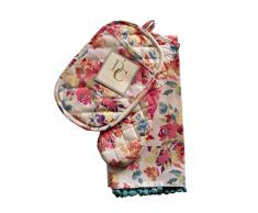 Deborah Connolly Küchenset, Ofenhandschuh, Topflappen, Geschirrtücher, Frühlingsblumenmuster auf naturfarbenem Hintergrund